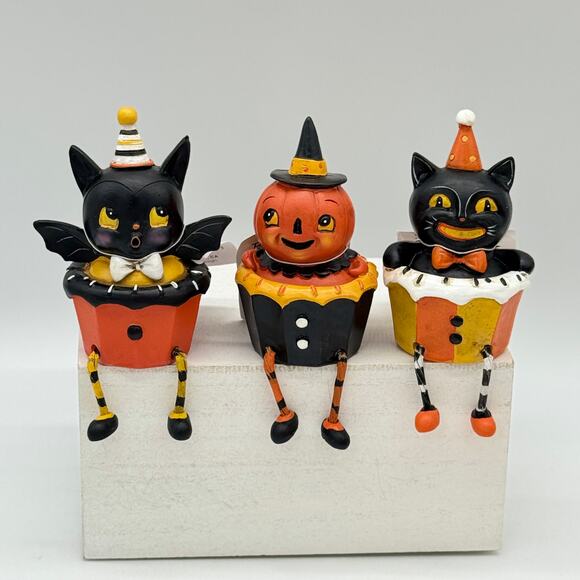 3 Johanna Parker Cupcake Sitters Halloween Bat Cat Pumpkin Set NEW Please Read - Picture 1 of 10